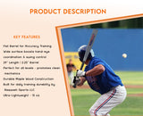 Half Paddle Baseball bat 29 Inch Long High Grade Maple Wood Training Softball Bat, T-Ball, Wiffle bat for Professional Players in 16 oz by NAQQASH SPORTS