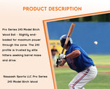 32 Inch 243 Modle Birch Wood Baseball bat for Professional Players Youth-Adults 29-Oz by Naqqash Sports