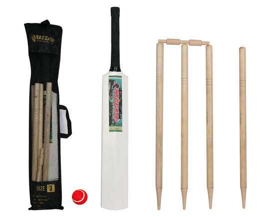 Junior Wooden Cricket Bat Set - Sizes 5 & 6