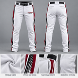 Premium White, Maroon & Black Baseball Pants – Custom Team Uniform Pants | Naqqash Sports LLC