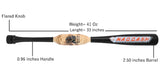33", 41 oz Heavy Weight Two Handed Baseball & Softball bat Made of Maple Wood to Improve Strength, bat Speed, Swing Trainer, Hard Hitting. Barrel Size 2.25 with by NAQQASH SPORTS.