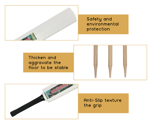 Junior Wooden Cricket Bat Set - Sizes 3, 4
