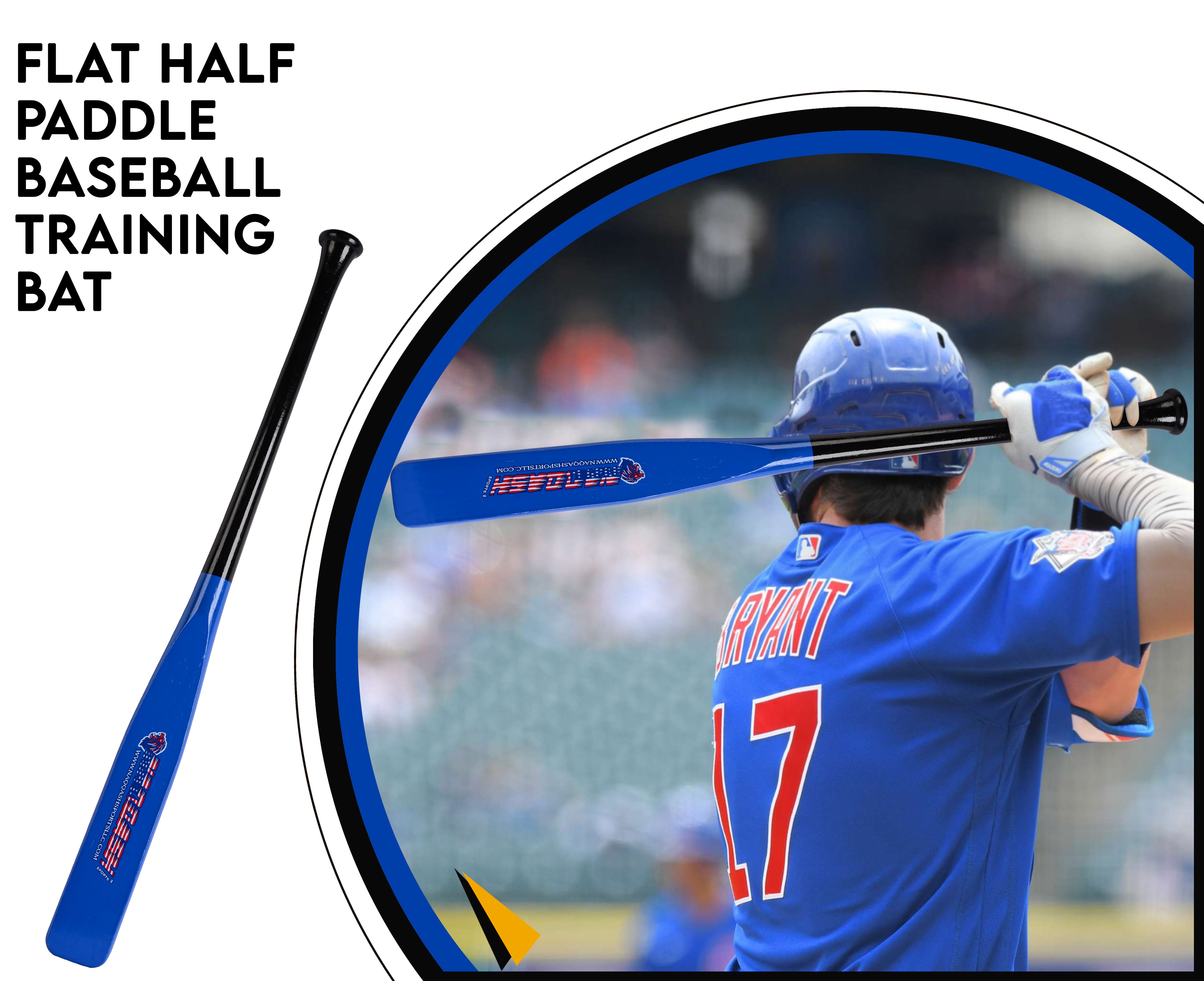 Half Paddle Baseball bat 27 Inch Long High Grade Maple Wood Training Softball Bat, T-Ball, Wiffle bat for Professional Players in 14 oz by NAQQASH SPORTS