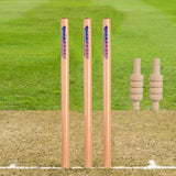 Pack of 3 Cricket Wickets with 2 Bails - Natural Color Portable Cricket Wickets Wood