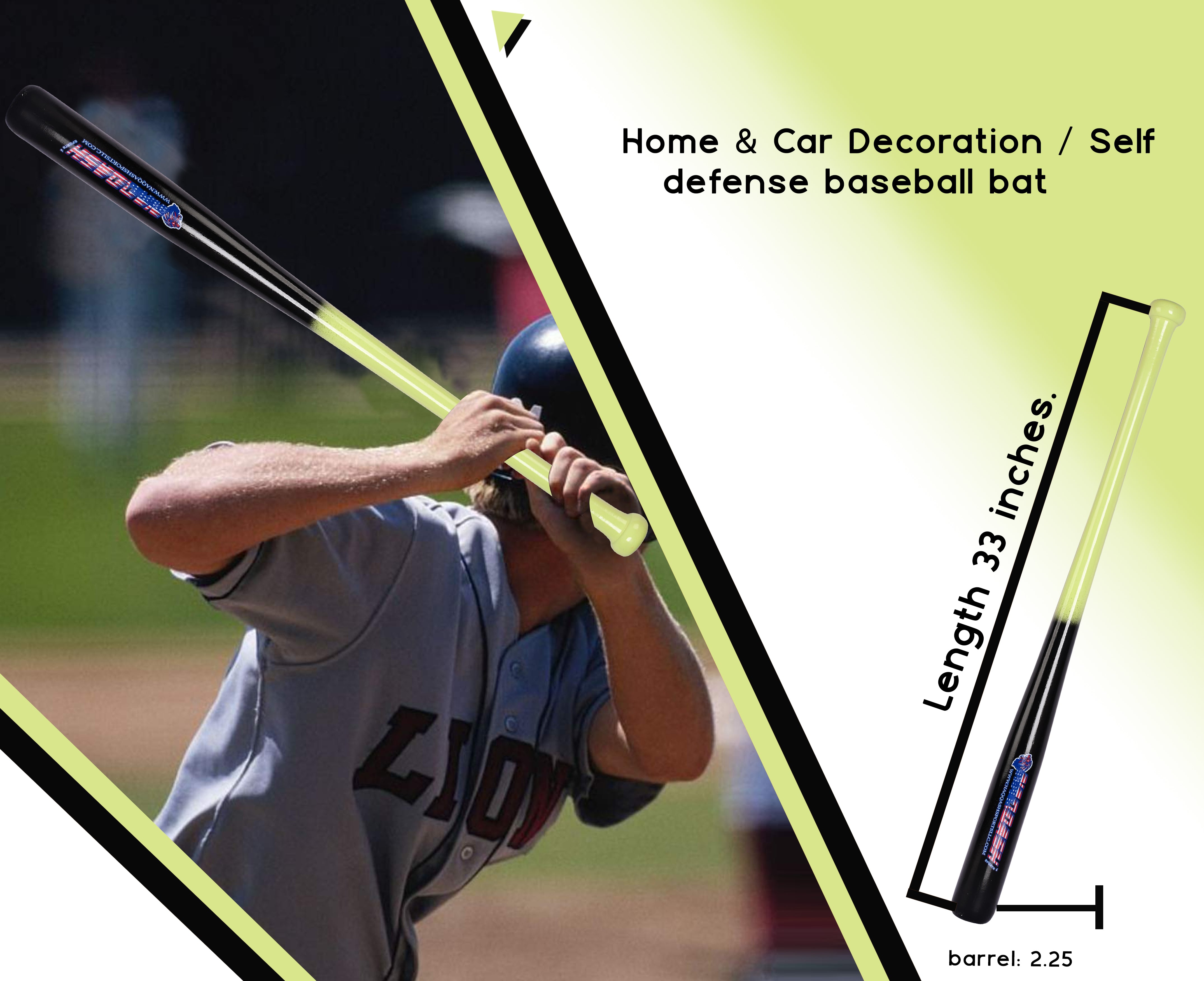 Genuine Solid  Wood Baseball Bat for Youth- Adults in Size 33 Inch20 oz - Tball Bat, Self Defense & Hom
