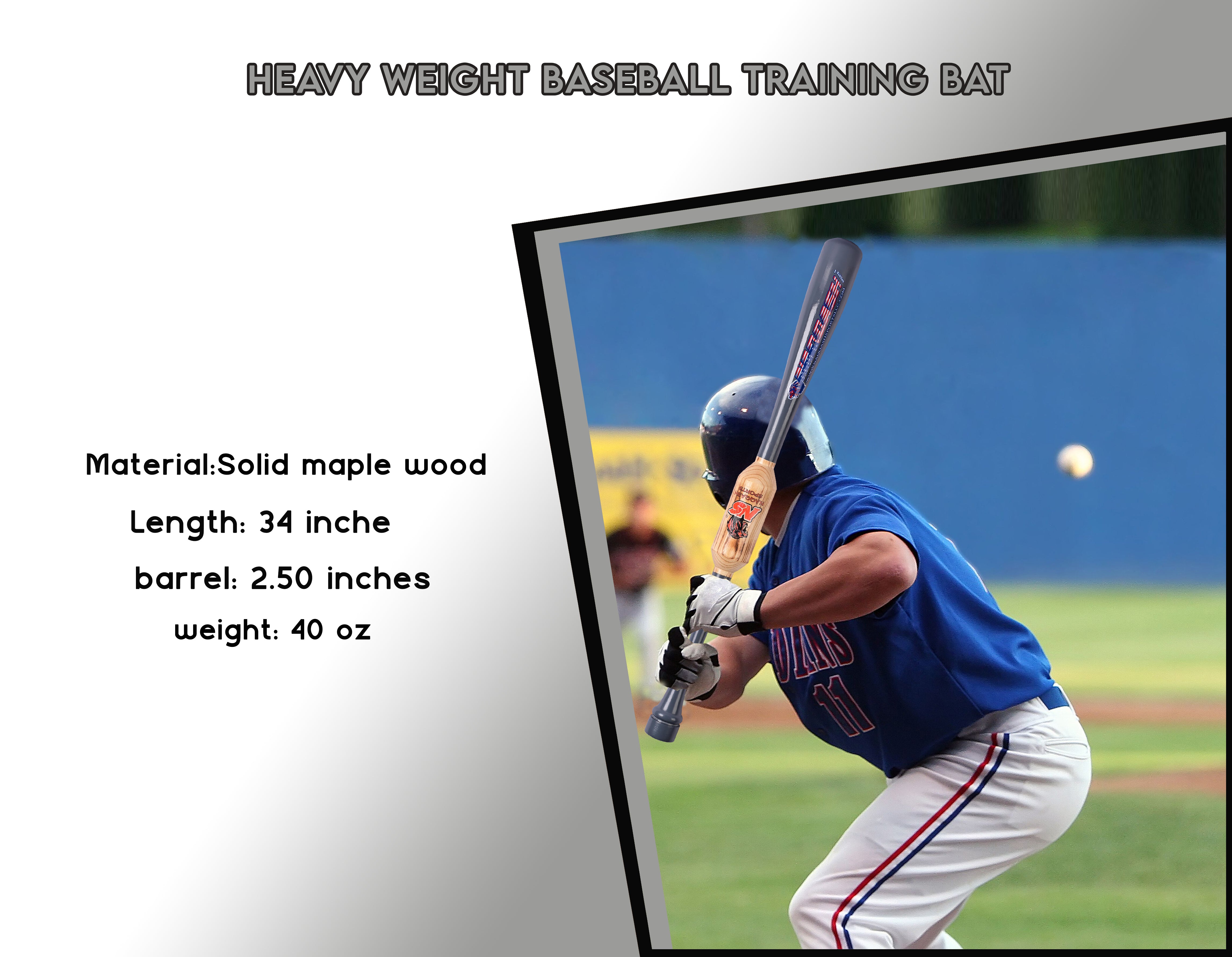 34 Inch Heavy Weighted Two Hand Training Bat for Softball & Baseball