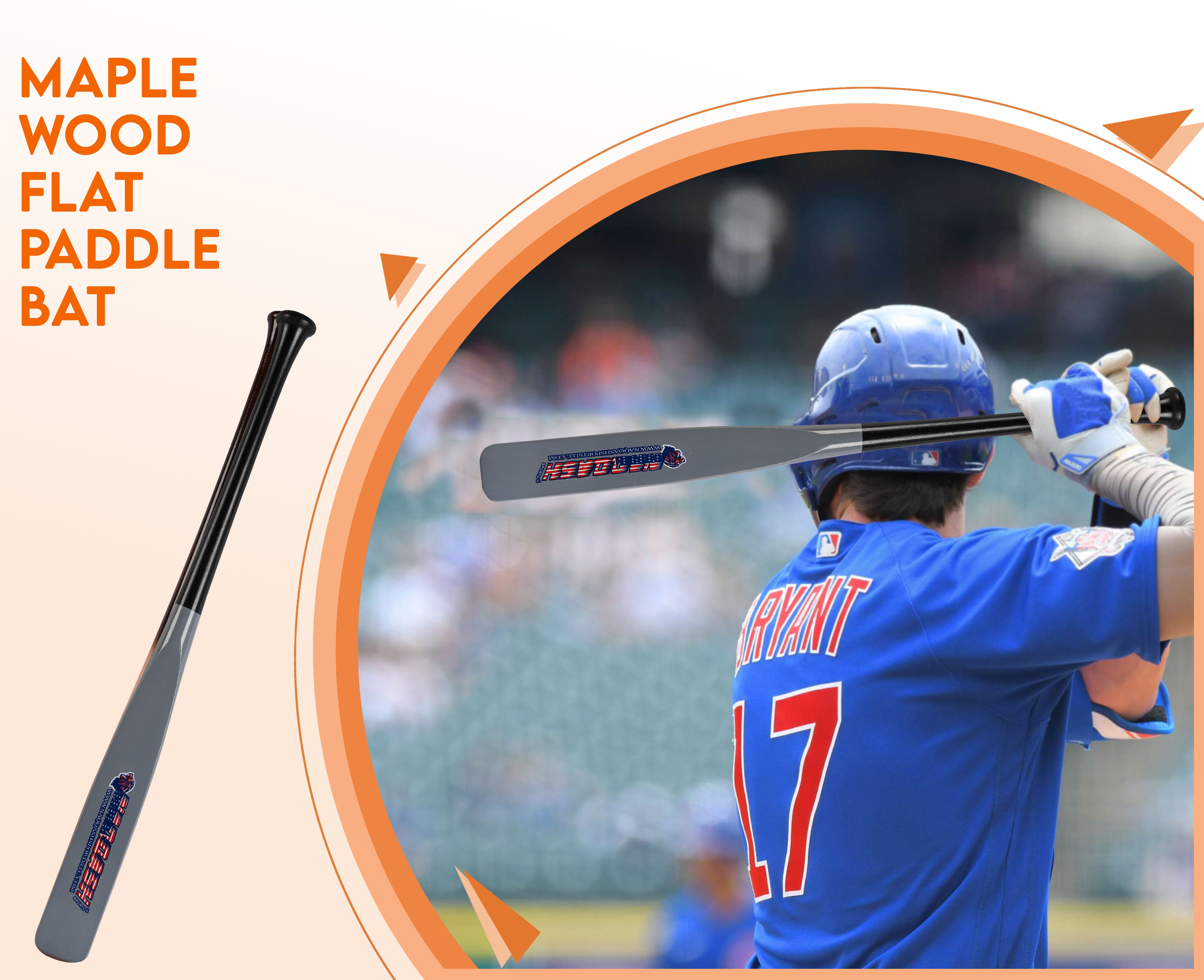 Half Paddle Baseball bat 29 Inch Long High Grade Maple Wood Training Softball Bat, T-Ball, Wiffle bat for Professional Players in 16 oz by NAQQASH SPORTS