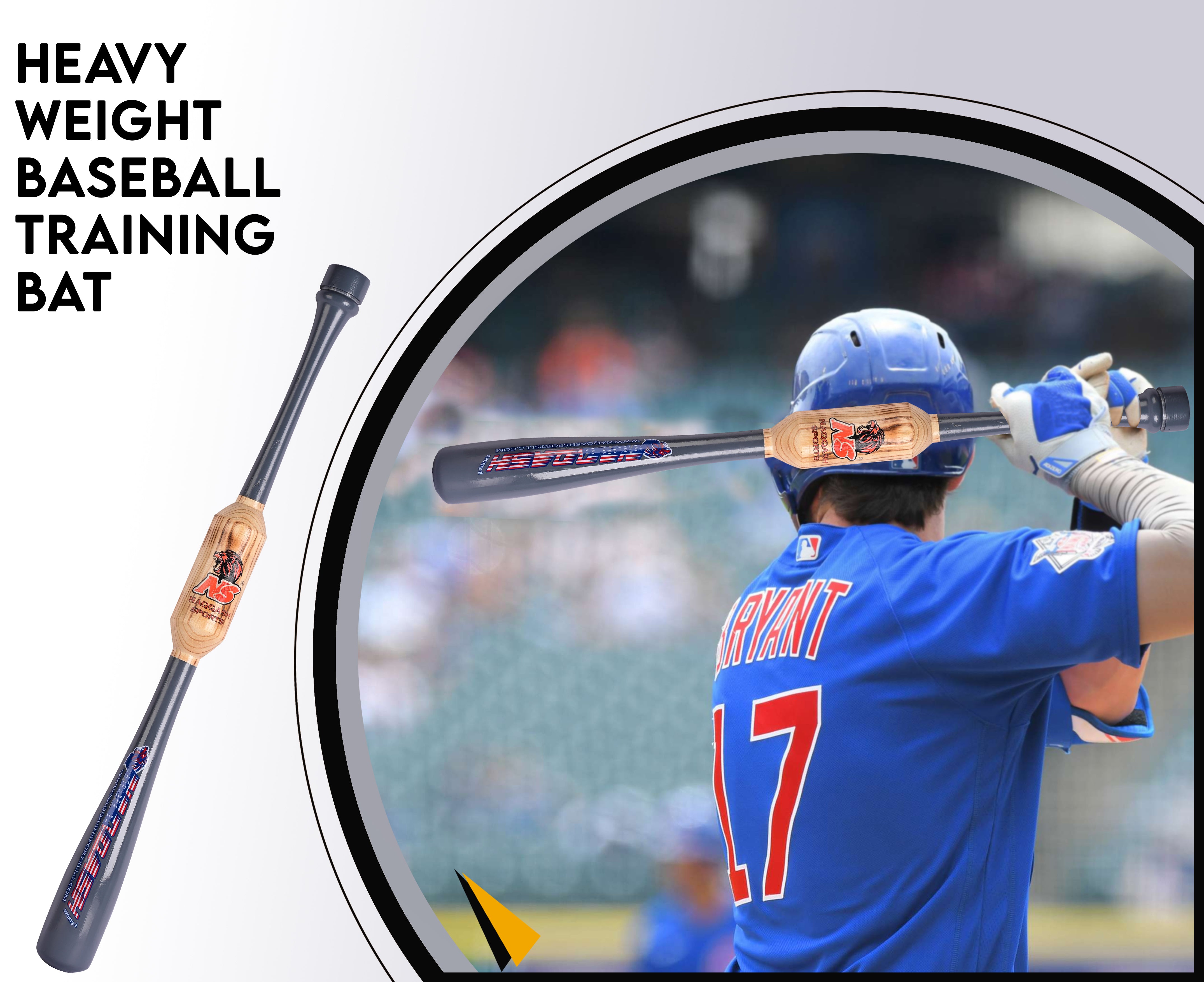 34 Inch Heavy Weighted Two Hand Training Bat for Softball & Baseball