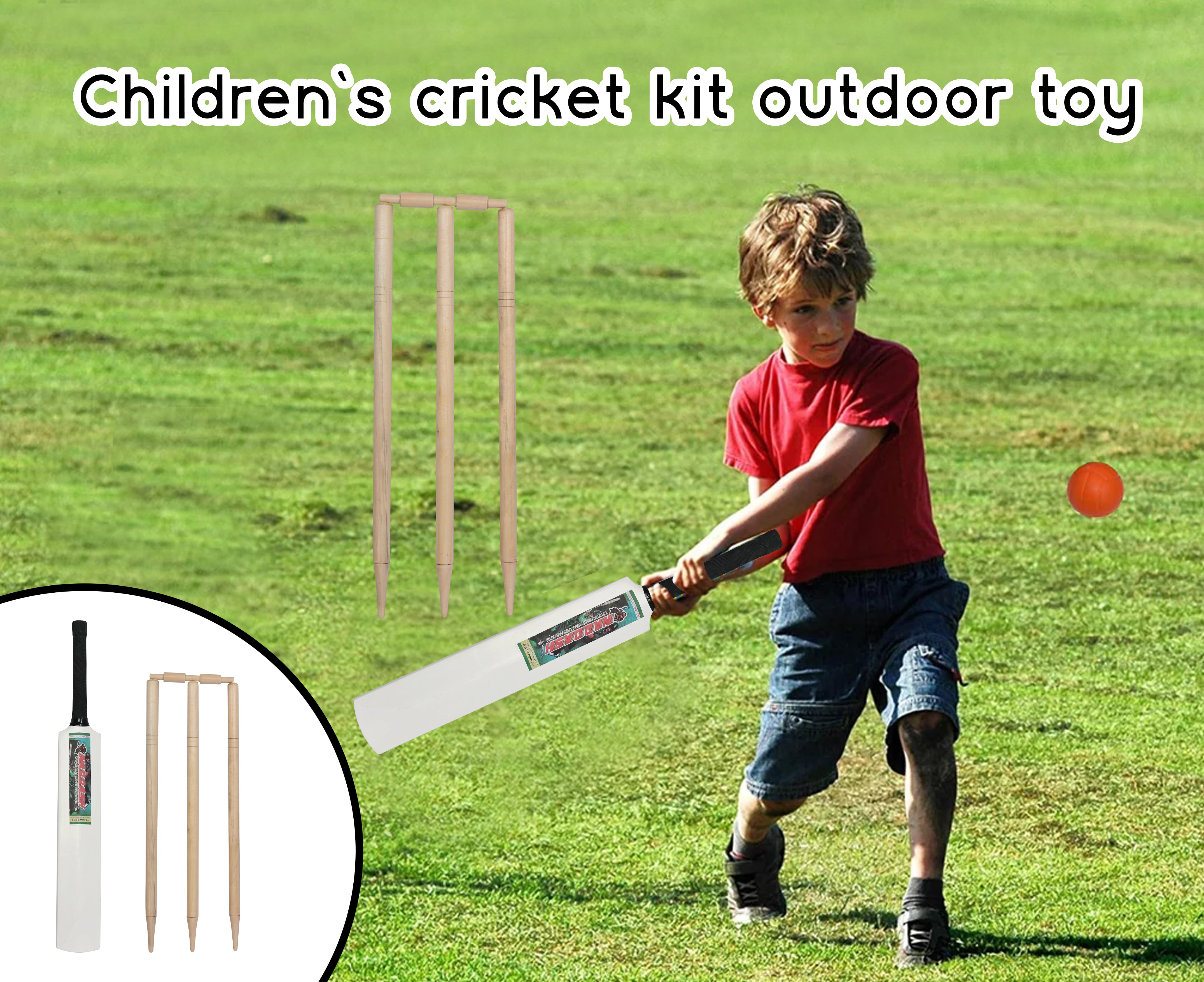 Junior Wooden Cricket Bat Set - Sizes 5 & 6