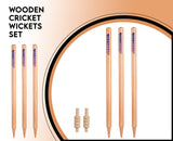 Pack of 3 Cricket Wickets with 2 Bails - Natural Color Portable Cricket Wickets Wood