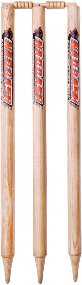 Pack of 3 Cricket Wickets with 2 Bails - Natural Color Portable Cricket Wickets Wood