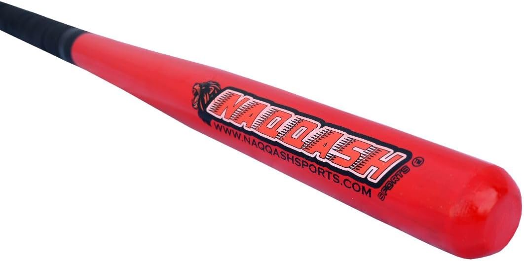 33 Inch Self Defense Baseball Bat Red Barrel & Black Grip Beech Wood/Poplar Wood/Solidwood