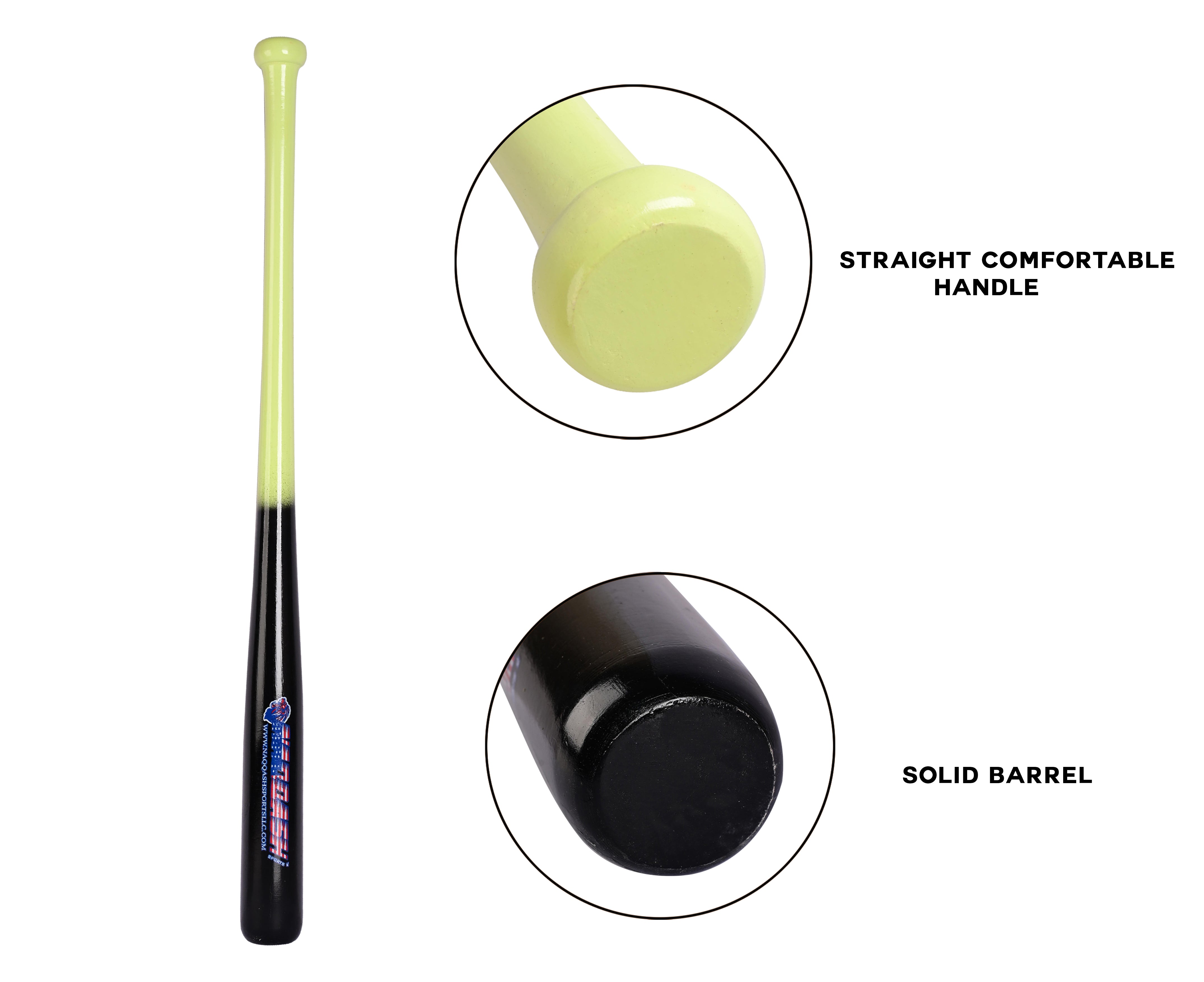 Genuine Solid  Wood Baseball Bat for Youth- Adults in Size 33 Inch20 oz - Tball Bat, Self Defense & Hom