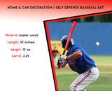 33 Inch Self Defense Baseball Bat Red Barrel & Black Grip Beech Wood/Poplar Wood/Solidwood