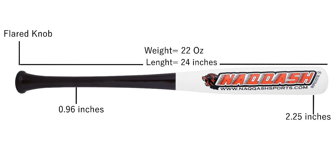 One Hand Training Maple Wood Bat Trainer in Size 24 inches/20 oz Barrel 2.25 Inches by Naqqash Sports