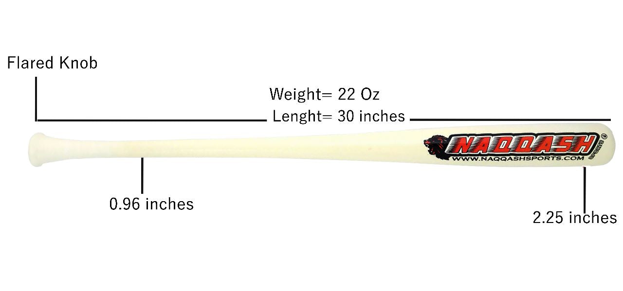 30 Inch - 22 oz - 2.25 Barrel Kids Maple Wood Baseball Bat with Cupped Style for C271 Model