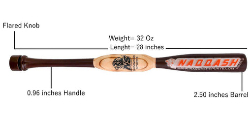 28"/ 32 oz Heavy Weight Two Handed Baseball & Softball bat Made of  Maple Wood to Improve Strength, bat Speed, Swing Trainer, Hard Hitting. Barrel Size 2.25 with  by NAQQASH SPORTS.