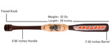28"/ 32 oz Heavy Weight Two Handed Baseball & Softball bat Made of  Maple Wood to Improve Strength, bat Speed, Swing Trainer, Hard Hitting. Barrel Size 2.25 with  by NAQQASH SPORTS.