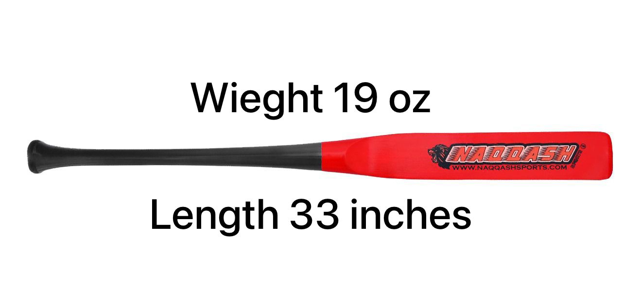 Half Paddle Baseball bat 33 Inch Long High Grade Maple Wood Training Softball Bat, T-Ball, Wiffle bat for Professional Players in 19 oz by NAQQASH SPORTS