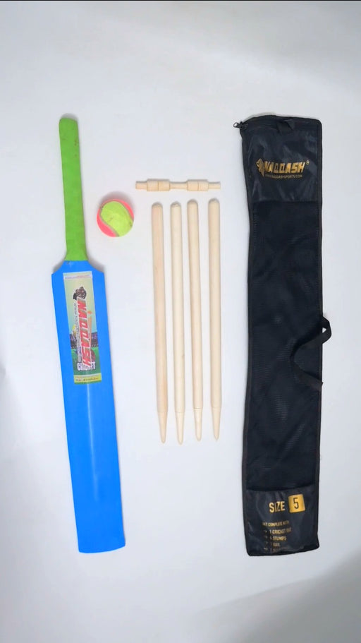 Junior Wooden Cricket Bat Set - Sizes 3, 4